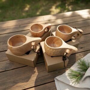 Handcrafted Beech Wood Mug – Japanese-Inspired Design