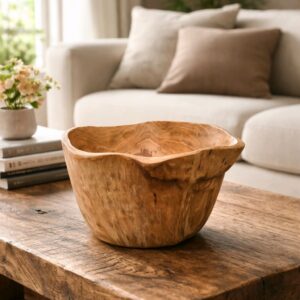 Hand-Carved Cedar Root Depth Bowl - Natural Artisan Bowl
