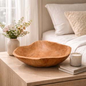 Hand-Carved Cedar Root Wood Bowl & Plate – Natural Rustic Design