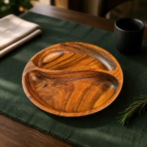 Handcrafted Acacia Wood Duo Serving Plate